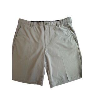 IZOD Saltwater Shorts Men 36 Khaki Chino Flat Front 10.5 Inseam Cotton
